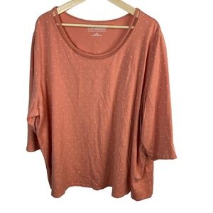 Catherines Suprema collection cotton plus‎ 3x 3/4 sleeve tee shirt tunic orange